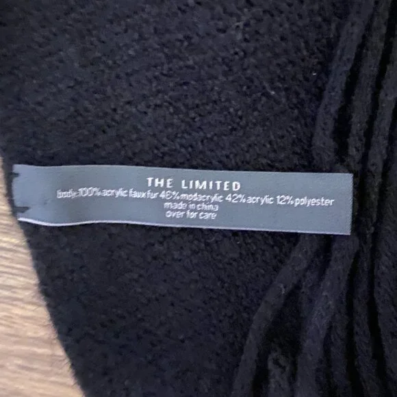 The Limited Black Scarf w Brown Faux Fur Detailing - Picture 4 of 4